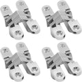 Hidden Gate Hinge 2-3/8" Stainless Steel 180 Degree Invisible Cross Hinges for Kitchen Cabinet Door Frameless Concealed Hinge with Screws, 4pcs