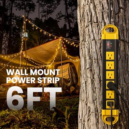 HHSOET GFCI Outdoor Power Strip Weatherproof IPX6 Waterproof, Yellow 6FT