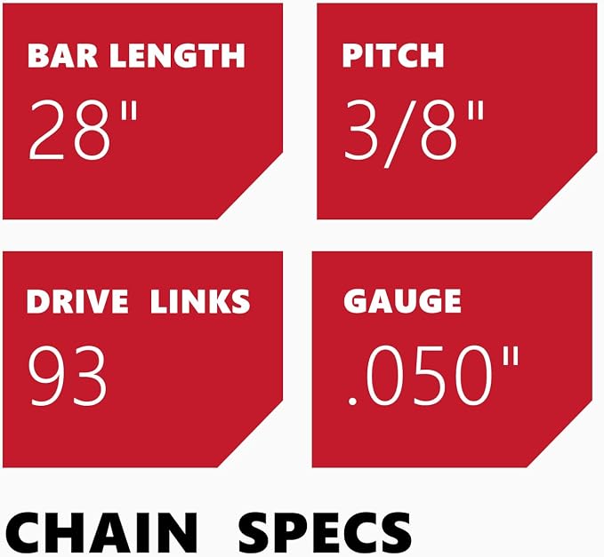 KAKEI Skiptooth 28 Inch Chainsaw Chain 3/8" Pitch .050" Gauge 93 Drive Links Fits Husqvarna X-CUT C83S - 585551293, 585550093 and More- 72EXJ093G (3 Chains) - Full Chisel