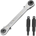 HVAC Service Wrench, Refrigeration Wrench With 2 Pcs HVAC Hexagon Bit Adapter, Premium AC Tools for HVAC, Refrigeration Equipment Repair (3/16”, 1/4”, 5/16”, 3/8”)