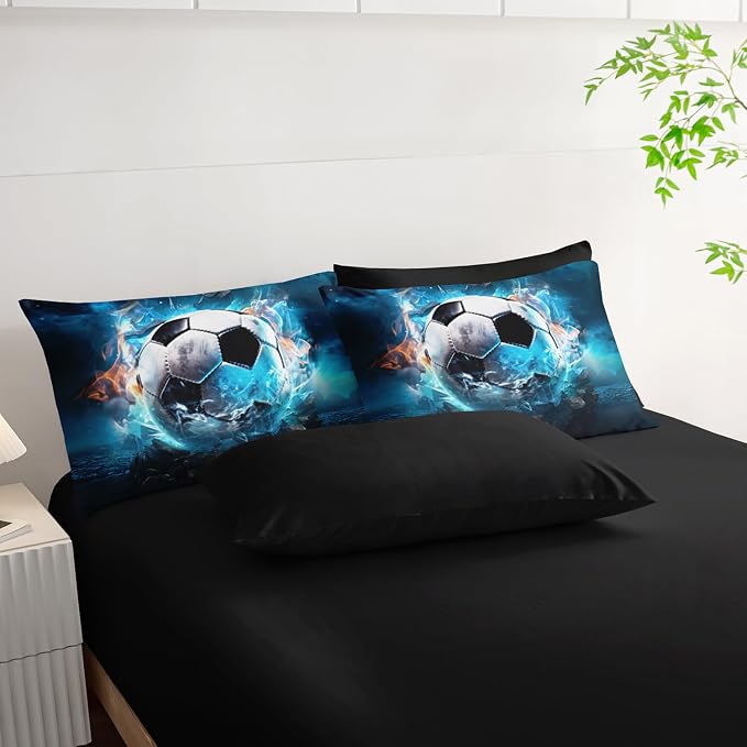 Kids Football Comforter Set,Bed in a Bag Queen Size 7 Pieces,Sports Themed Bed Set for Boys Teens,7Pcs Bedding Set with Comforter,Fitted Sheet,Flat Sheet,Pillowcases.