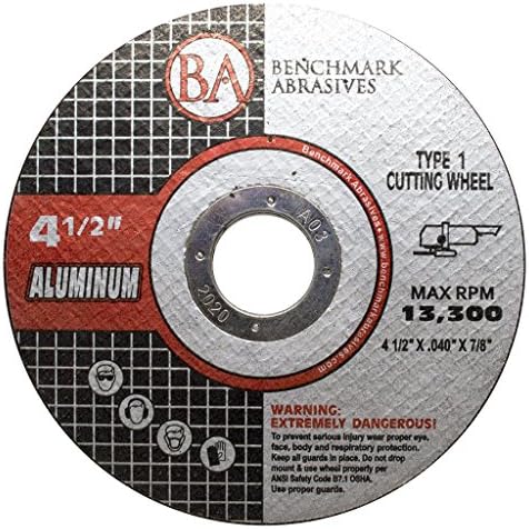 Benchmark Abrasives Grinder Cut Off Wheels 4 1/2 Inch Aluminum Oxide Thin Type 1 Angle Grinder Cutting Disc for Aluminum, Copper - with 7/8" Arbor Hole, Fast Grinder Cutting Wheel - 50 Pack
