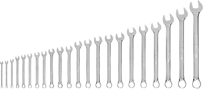 TEKTON Combination Wrench Set, 22-Piece | WCB90213 | (6 - 32 mm, Common Sizes), Chrome Finish
