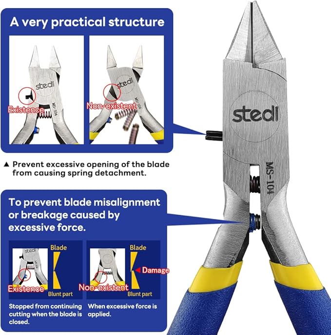stedi 4.7-inch Model Nipper, with Ultra-thin Single-edge and Blade Case Plastic Model Tools for Gundam Repairing Plastic Model and Fixing，Blue