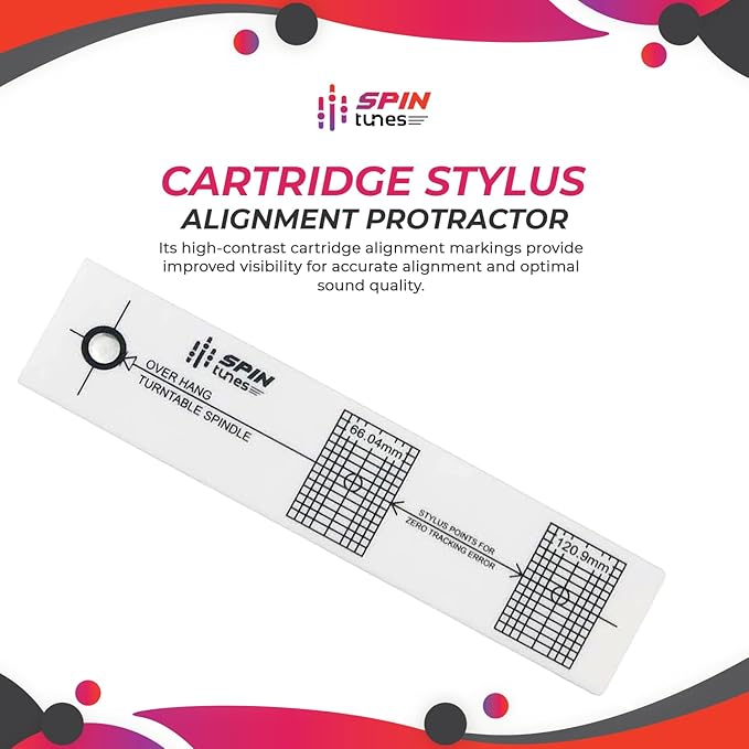 Turntable Phono Cartridge Stylus Alignment Protractor Tool- High Visible Tool for Vinyl Record Precision Calibration- Ensure Accurate Tracking and Sound Quality