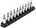 TEKTON Hex Bit Socket Set, 10-Piece | SHB90105 | 1/4 Inch Drive, (5/64 - 5/16 in.), Socket Rail