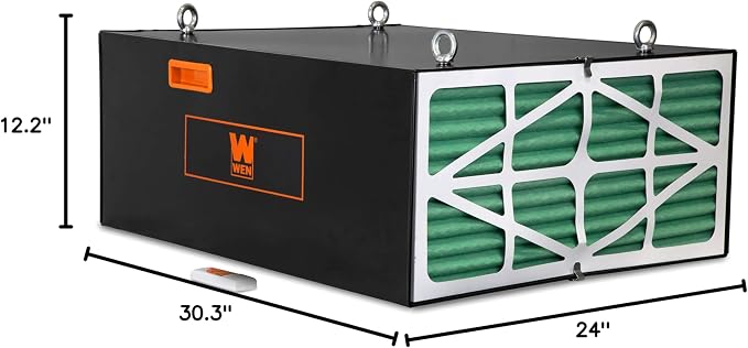 WEN 3417 3-Speed Remote-Controlled Industrial-Strength Air Filtration System (556/702/1044 CFM)