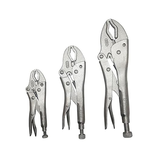 PL5710S 5 Inch, 7 Inch & 10 Inch Vise Grip Curved Jaw & Nose Locking Plier Set