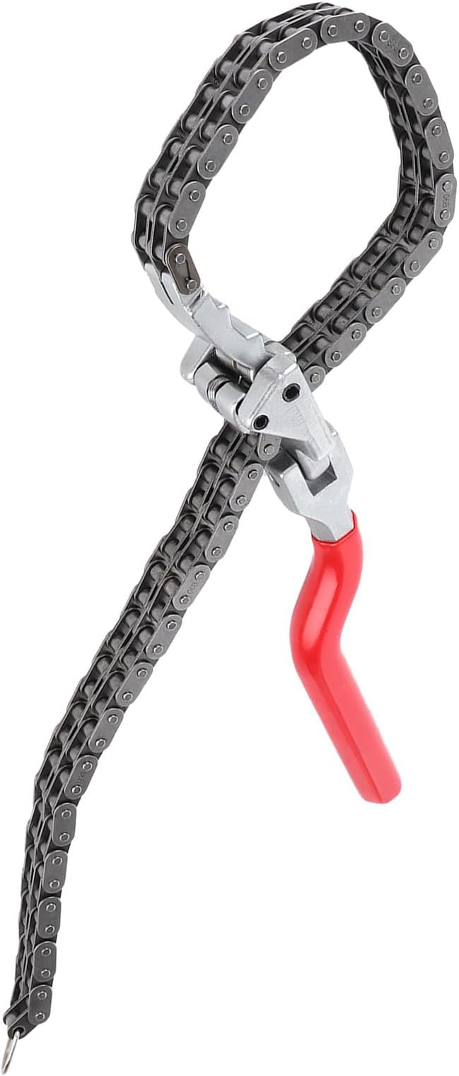 Chain Type Oil Filter Wrench Spanner, Oil Filter Removal Tool with 13.8in Ergonomic Handle, Double - Link Chain for 60-160mm Filters, Auto Car Repair Tool for Tight