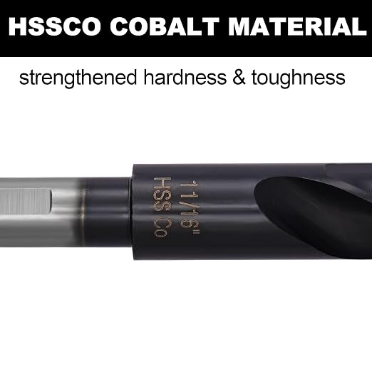 11/16 Drill Bit for Metal and Hardened Steel, M35 Cobalt 1/2 Inch Reduced Shank Industrial Grade Heavy Duty Drill Bit, with Index Storage Case