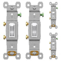 AIDA 4 Pack Single Pole Toggle Light Switch, 15 Amp, 120 Volt, Toggle Framed AC Quiet Switch, in Wall On/Off Switch Replacement, Self-Grounding, Residential and Commercial Grade, UL,Glossy White