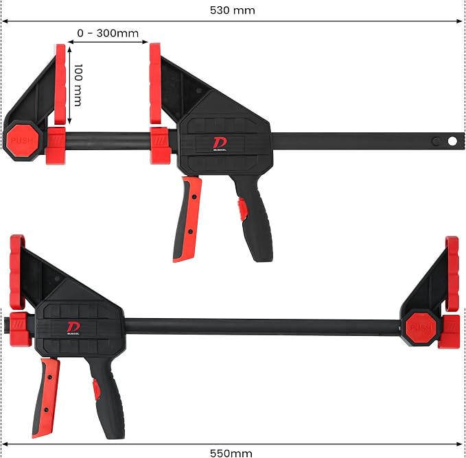 600lbs Clamping Force Bar Clamps for Woodworking, 12 Inch Wood Clamp × 2pcs, Four Times Clamping Force of Standard Products, One Hand Heavy Duty Bar Clamps, Quick Grip Clamps for Carpentry
