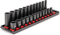 TEKTON 3/8 Inch Impact Socket Set, 24-Piece | SID91209 | (8 - 19 mm), Shallow and Deep, 6-Point, Socket Rail