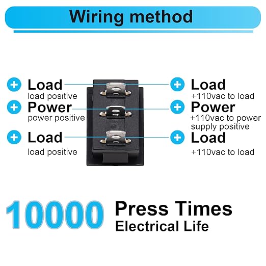 TWTADE 6Pcs 12V Rocker Switch On/Off/On 3 Pin 3 Position Car Auto Boat Rocker Toggle Switch AC 6A/250V 10A/125V KCD1-2-103-BK
