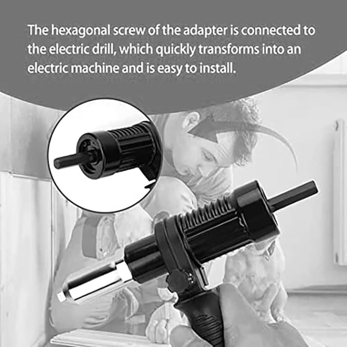 Rivet Gun Adapter Kit,Electric Power Drill Rivet Attachment,Easy Processing for Pop Riveting Work,with 4 Rivet Heads 2.4mm 3.2mm 4.0mm 4.8mm