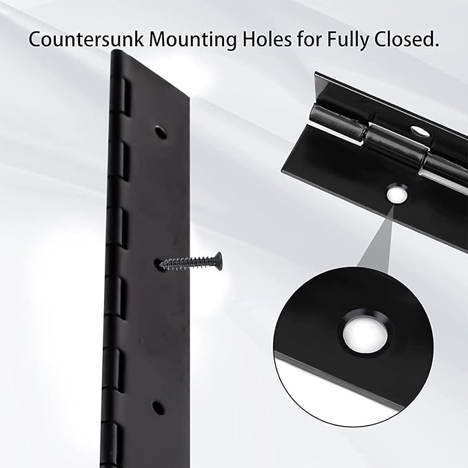 DRENIS 8 Inch 304 Black Stainless Steel Heavy Duty Continuous Piano Hinges, 0.05" Thickness 2" Open Width Folding Furniture Hinges with Screws for Cabinet Door Box DIY Projects (2 Pack)