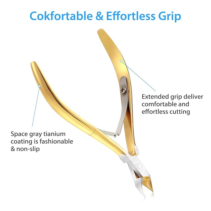Mudder 3 Pack Gold Cuticle Trimmer Nippers Cutter Tool Stainless Steel Nail Cuticle Scissors Remover with Pointed Blade Scissors Pedicure Manicure Tool for Fingernails and Toenails Nails Care