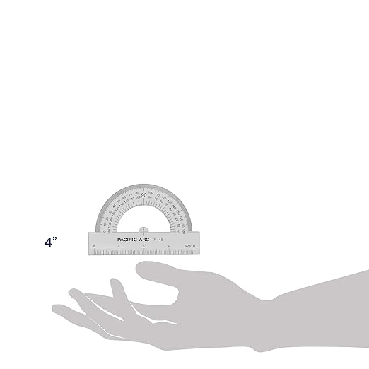 Pacific Arc's 4 Inch Plastic Protractor Clear Ruler
