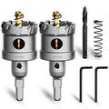Metal Hole Saw 1-5/8''(41mm) 2Pcs Set Heavy Duty Tungsten Carbide Tipped Hole Cutters Set with a nitrided Step Drill and L-flench, for Steel Iron,Aluminum,Stainless stell