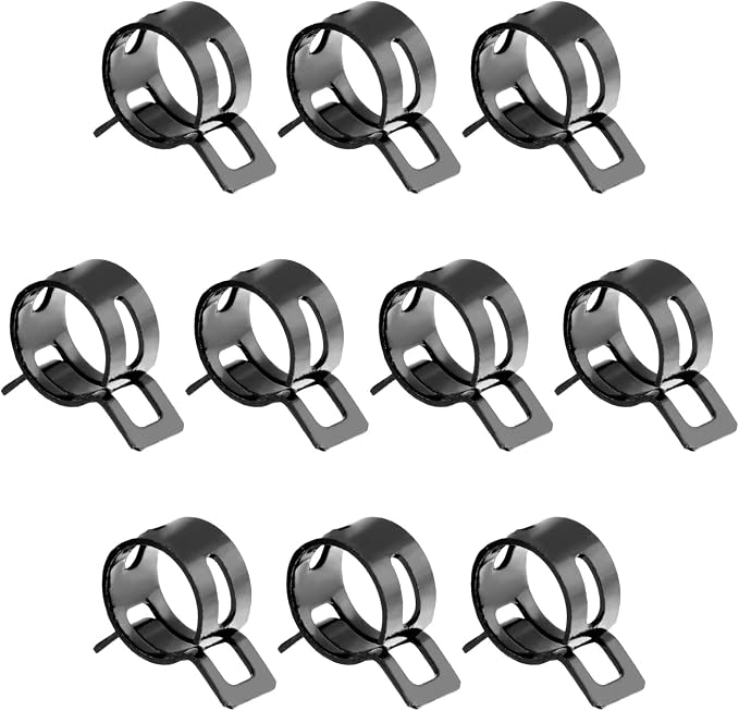 30pcs 0.51" ID Constant Tension Band Hose Clamps, 13mm Spring Band Type Action Hose Clamp Manganese Steel Fuel Line Clamp Low Pressure Air Clip Clamp for Fuel Hose Line Water Pipe Air Tube black