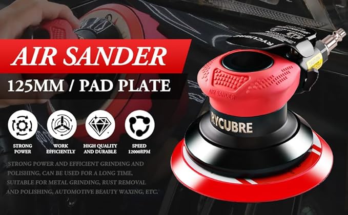 5 Inch da Sander - Professional Air Sander, Pneumatic Orbital Sander/Air Orbital Sander for Auto Body Work, DA Sander for Auto Body & Lijadora de Aire (5 Inch)