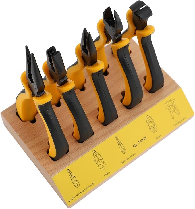 Cryfokt Mini Pliers Set with Wood Pallet, 5Pcs Watch Repair Tool