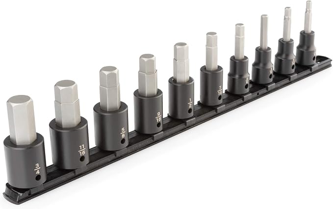 TEKTON 1/2 Inch Drive Hex Impact Bit Socket Set, 10-Piece | SIB92100
