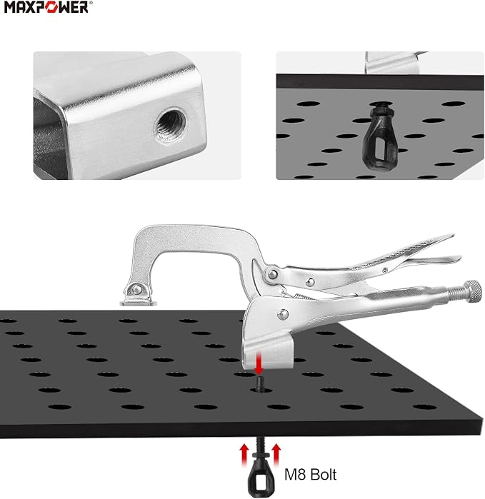 MAXPOWER Bench Clamp 11-inch, Inserta Pliers, Welding Table Mount Locking C-Clamps, Pack of 2