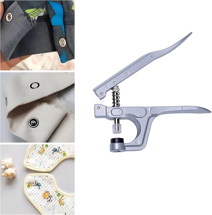Pine & Linen Hand-held Snap Pliers Tool with 15pcs Plastic Snaps,Fastener Press Attacher Punch for T3 T5 T8 Snaps,No-Sew Button Snap Punch for Crafts Clothing/DIY Enthusiasts