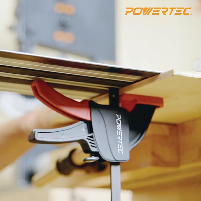 POWERTEC Guide Rail Clamp, 8-3/4 Inch Quick Release Clamps for Circular Saw Guide Rail System, Woodworking, 71423V, Track Saw Track Clamp(2PCs) (Pack of 10)