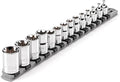 TEKTON Shallow External Star Socket Set, 14-Piece | SHD99100 | 3/8, 1/2 Inch Drive, (E4 - E24), Shallow, Socket Rail