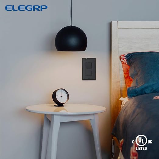 ELEGRP 4 Way Decorative Light Switch, 15Amp, 120-277 Volt, AC Decorator Rocker Paddle Wall Switch Replacement, Self-Grounding, Residential and Commercial Grade, UL Listed (5 Pack, Glossy Black)