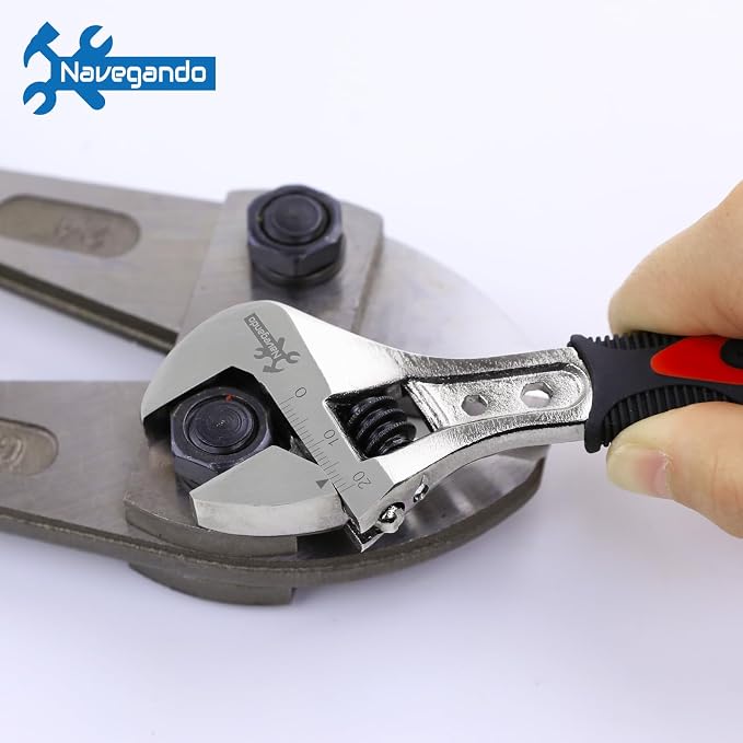 Navegando 6 Inch Adjustable Wrench (150mm), High Carbon Steel Wrench with Non-Slip Grip, 19mm Max Jaw Opening for Plumbing, Bicycle & Home Repair