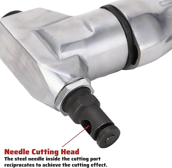 2800rpm Air Nibbler Pneumatic Tool, 1/4" Inlet Port Heavy Duty Handheld Metal Cutter Air Tools for 1mm Steel Plate/Aluminum Plate/Stainless Steel Plate/Barbed Wire/Metal Cutting Operations