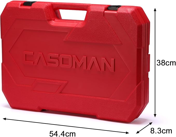 CASOMAN 153-Piece 1/4" & 3/8" & 1/2" Drive Master Impact Socket Set with Case, Professional Standard and Deep Socket Tool Set, 6 Point, SAE and Metric Sizes