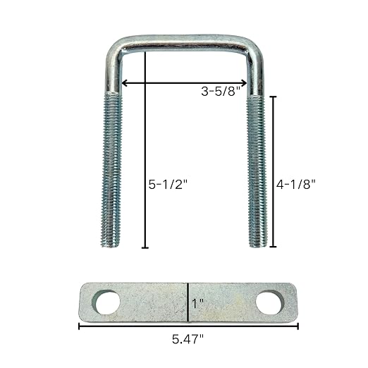 4 Pack Square U-Bolt for Trailer- Fits 3.5 Inch Wide Leaf Springs, Galvanized Steel Clamp Set, Secure Fit for Truck, Boat and Trailers