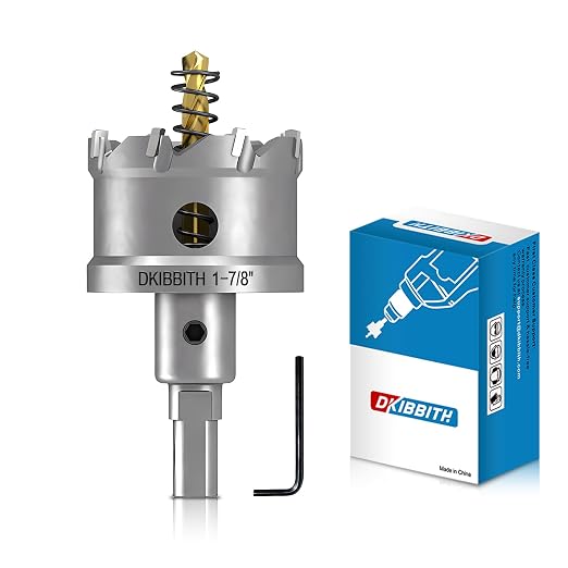 DKIBBITH TCT Hole Saw 1-7/8"(48mm) Heavy Duty Tungsten Carbide Tipped Hole Cutters for Stainless Steel, Copper, Iron, Brass, Plastic with Titanium-Plated Pilot Drill Bits.