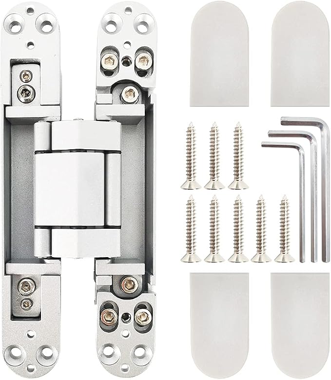 Invisible Hinge Concealed Door Hinges Heavy Duty Hidden Hinge up to 176 Pound Doors 3-D Adjustable 7 inch Silver - 1 Pair