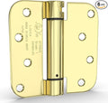 goldenwarm 6 Pack 4 Inch Polished Brass Self Closing Door Hinges with 5/8'' Radius Corners - Adjustable Tension Soft Close Hinges for Interior/Exterior Doors, Durable & Quiet Closure