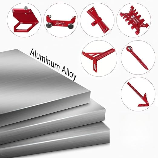 Carpentry Square Kits with Box, Aluminum Scribeing Ruler, Multi-Purpose Marking Ruler, Precision Layout Measuring Tool for Engineer Carpenter (8pcs with Box)