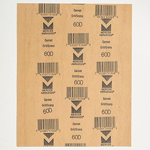 Mercer Industries 206060D - 9 x 11 Garnet Paper Sheets, Grit 60D (50 pack)