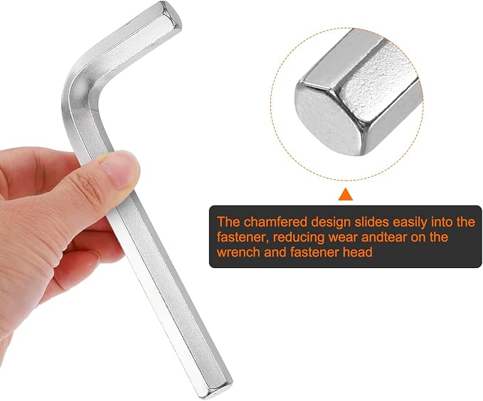 HARFINGTON 3pcs Hex Key Wrench 14mm Cr-V Steel L-Shape Hexagon Metric Wrenches Repairing Tool for Home DIY Bike Motorcycle Repair, Silver