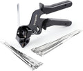 Delgada Metal Zip Tie Tool Stainless Steel Cable Tie Gun Cutter Tool Tightening Kit Tie Wrap Gun with 30PCS Stainless Steel Self-Locking Ties for Chain Link Fence Pipes
