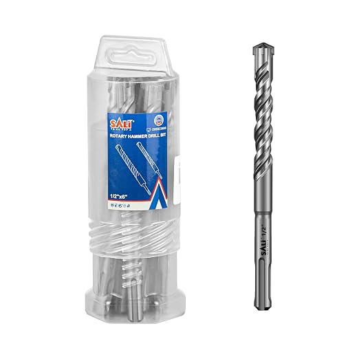 SALI 10PCS 1/2"*6" SDS Plus Rotary Hammer Drill Bit Concrete Drill Bit Kit Cross-Type Double Thread Carbide Material Suitable for Brick, Cement Walls, Stone, Hammer Drill Bits