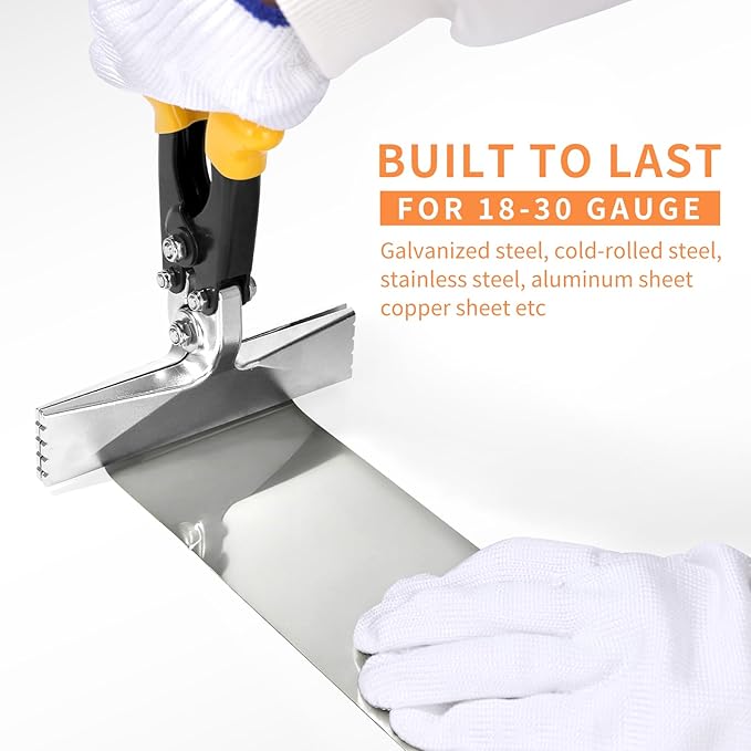 PLATATO 6 Inch Hand Seamers Sheet Metal Bender Tools for Bending, Seaming and Straightening 18-30 Gauge Sheet Metal, Duckbill Pliers for HVAC Work, Duct Work, DIY and Repair Projects