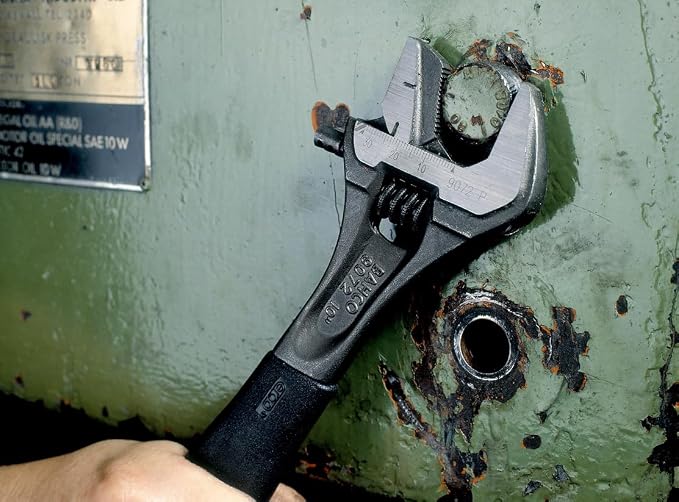 Bahco BAH9070RPUS 6" SAE Ergo Combination Industrial Black Finish Adjustable/Pipe Wrench, Reversible Jaw for Dual Functionality, Aggressive Angled Teeth, Thermoplastic Handle, and Slim Tapered Jaws | Aggressive Angled Teeth, Slim Tapered Profile, Therm...