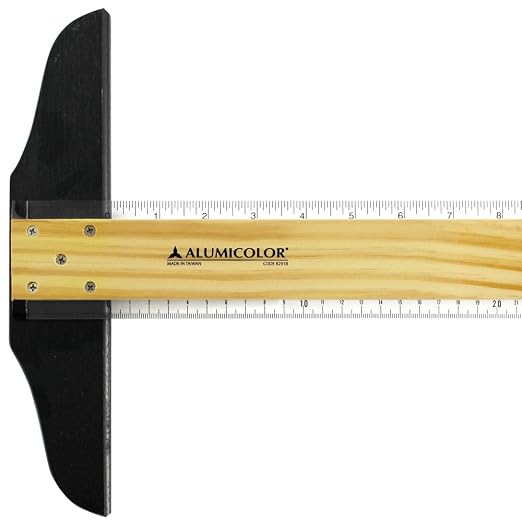 Alumicolor Wood/Acrylic Calibrated T-Square for Art, Framing & Drafting, Natural Wood Color, Pack of 10-18IN