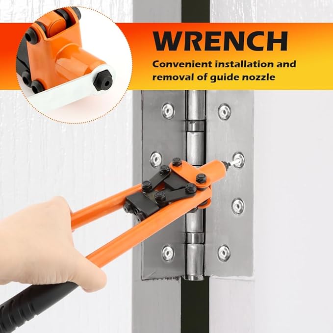 HONUTIGE Rivet Gun Kit, Professional Hand Riveter Heavy Duty Metal Rivet Gun Tool Manual Rivet Tool One-Handed Rivet Gun with 50 Rivets for DIY/Automotive Repairs/Furniture