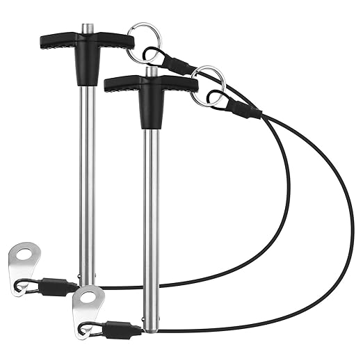 2 Pack T Handle Quick Release Pin 5/16 Inch Diameter,304 Stainless Steel Ball Locking Pin with Push Button Lanyard Usable Length 3.54"(8mm x 90mm)