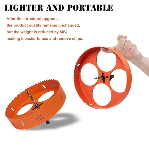 6-1/8 Inch Hole Saw with Arbor for Metal Wood Plastic, 6.1 in Bi-Metal Hole Cutter for Different Project with Smooth and Flat Drilling Edge, Fast Chip Removal,Lighter and Portable